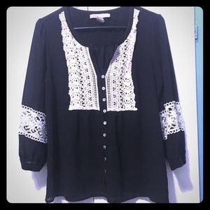 Bohemian Blouse with Lace Accents
